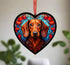 Dachshund Red Stained Glass Effect Heart Suncatcher